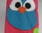 Turquoise Blue Owl on Hot Pink Tissue Cozy
