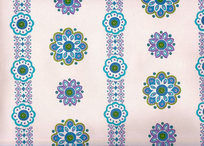 Vintage 1970s Wallpaper - Purple/Blue Scandinavian - Price per yard