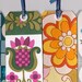 6 Double Sided Wallpaper  Gift Tags -  Vintage 70s papers