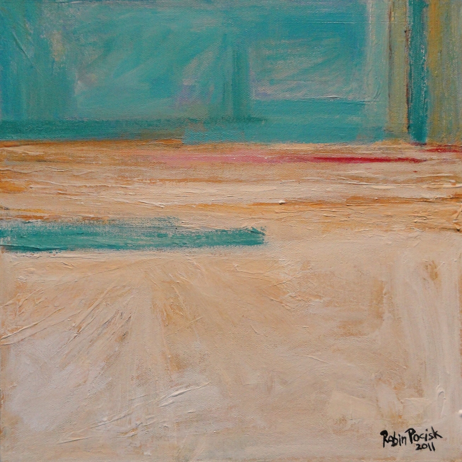 Minimalist Abstract Art: 12 x 12 inch Original Acrylic Geometric Painting on Canvas by Robin Pocisk