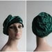 Vintage Flop Cloche .  Kelly Green Satin . Mod . Asymmetrical . High Fashion . 1960s