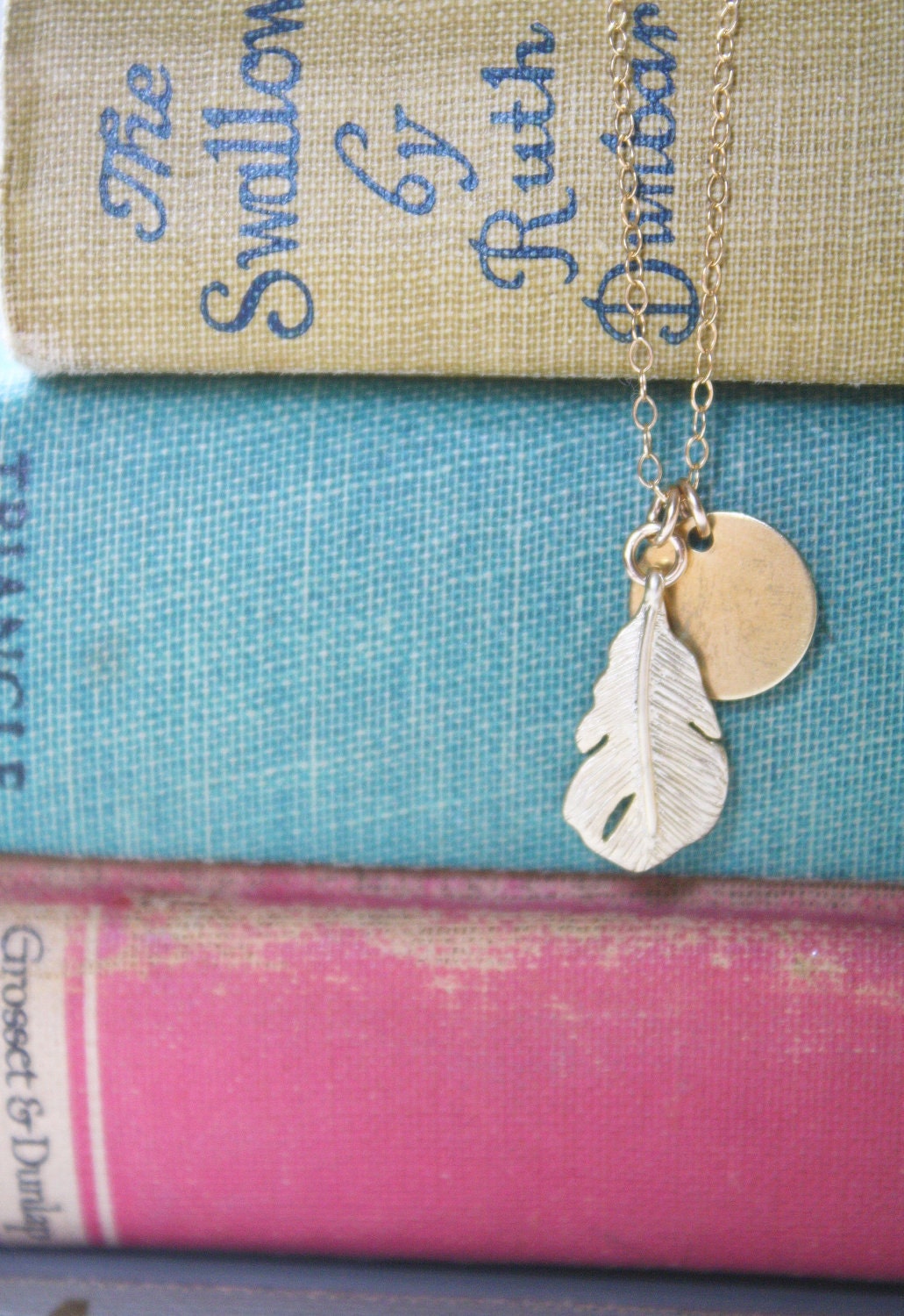 Hand Stamped Initial Necklace, Custom, Feather Necklace,Nature Girl Edition- Initially Always