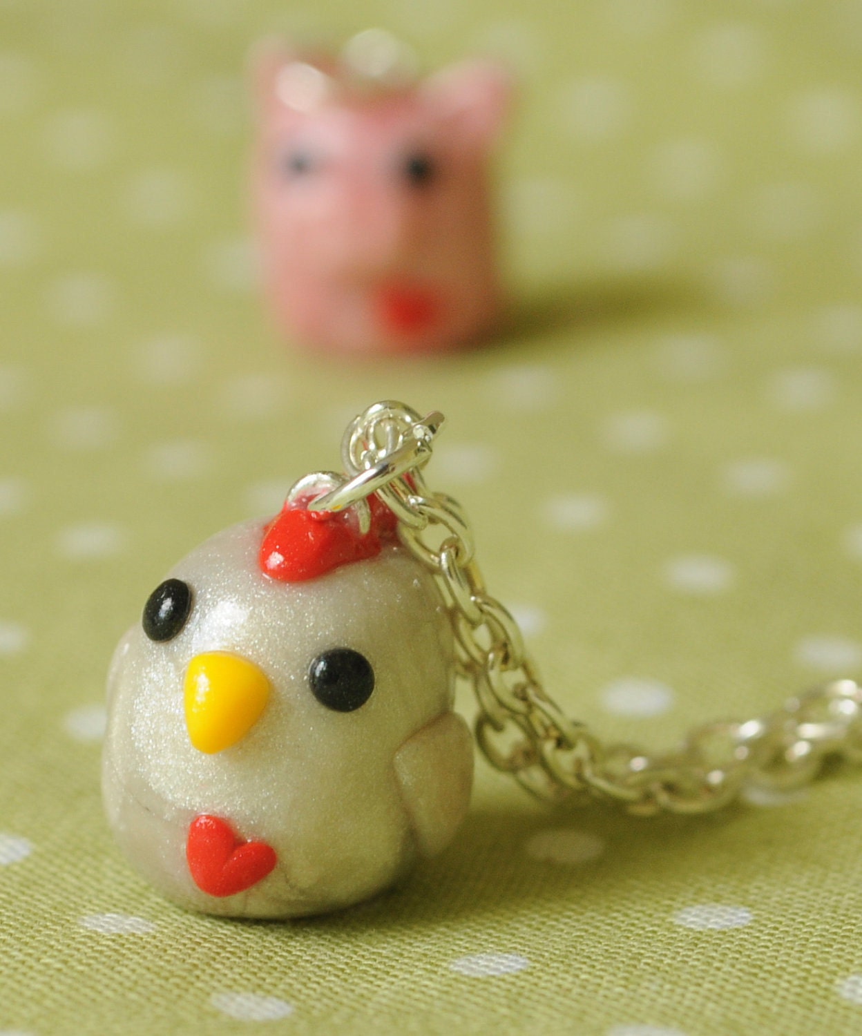 Chicken Polymer Clay Necklace