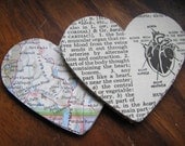 Hand Punched Hearts From Vintage Maps and Dictionaries