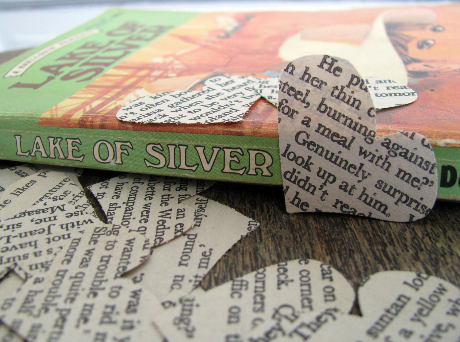 Crooked Paper Hearts Hand Punched From Vintage Harlequin Romance Novels