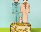 Custom Wedding Cake Topper with Pet and Love Sign