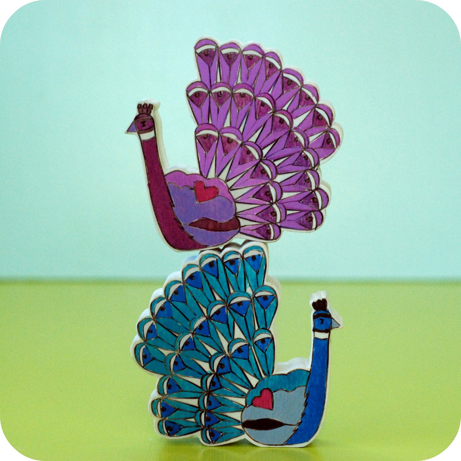 Wedding Cake Topper Love Peacock Pair