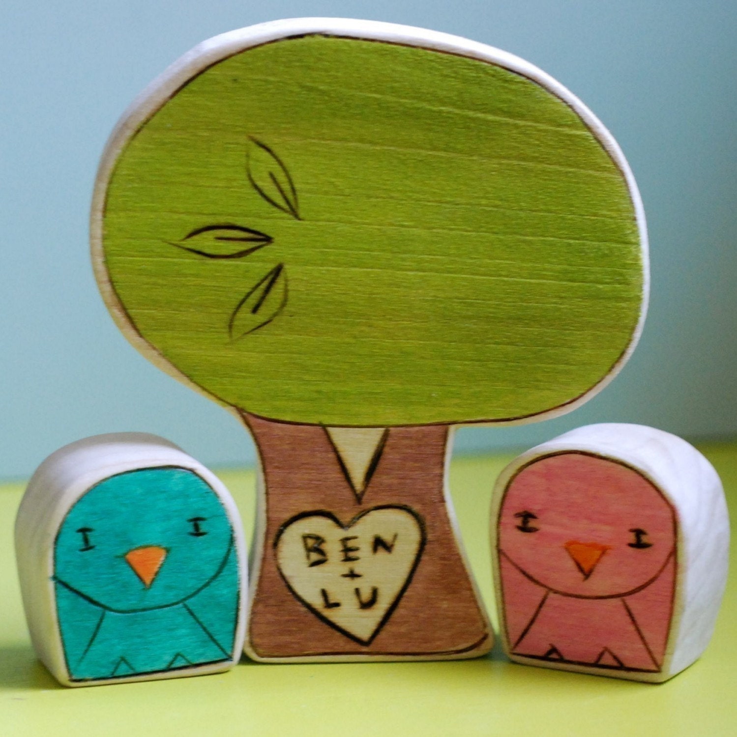 Wedding Cake Topper- Personalized Sweetheart Tree and Birds