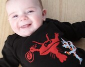 clobster - hand silk screened long sleeve lap tee, 3-18 mo