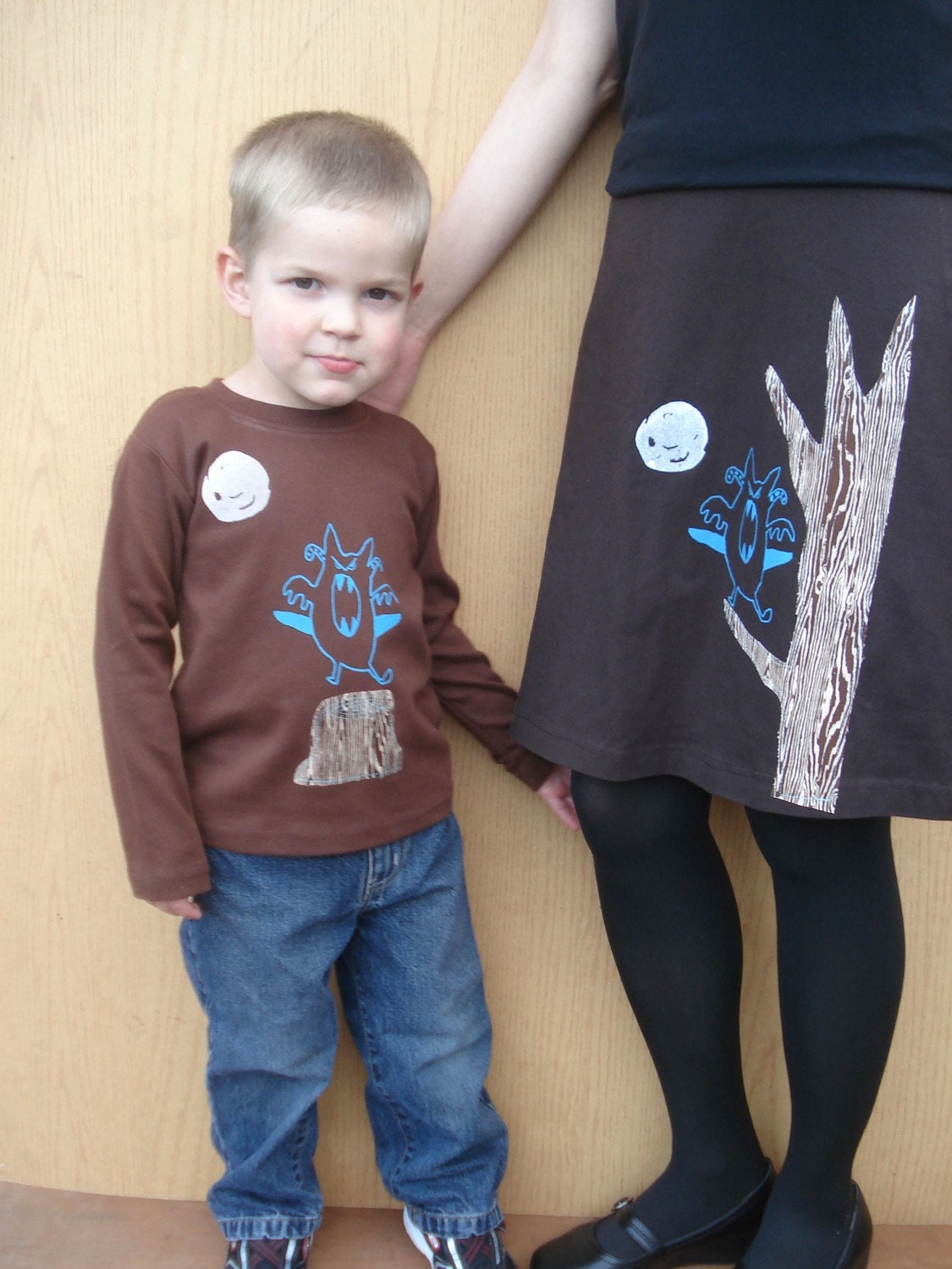 NEW - squidbat ladies skirt - hand silkscreened organic french terry jersey