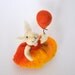Bunny - Rabbit - Needle felted Animal - orange balloon