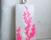 Handmade Stamped Hot Pink Flower Necklace