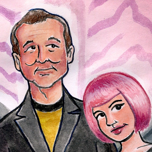 Bill Murray and Scarlett Johansson "Lost in Translation" watercolor - 5"x7" Postcard Print