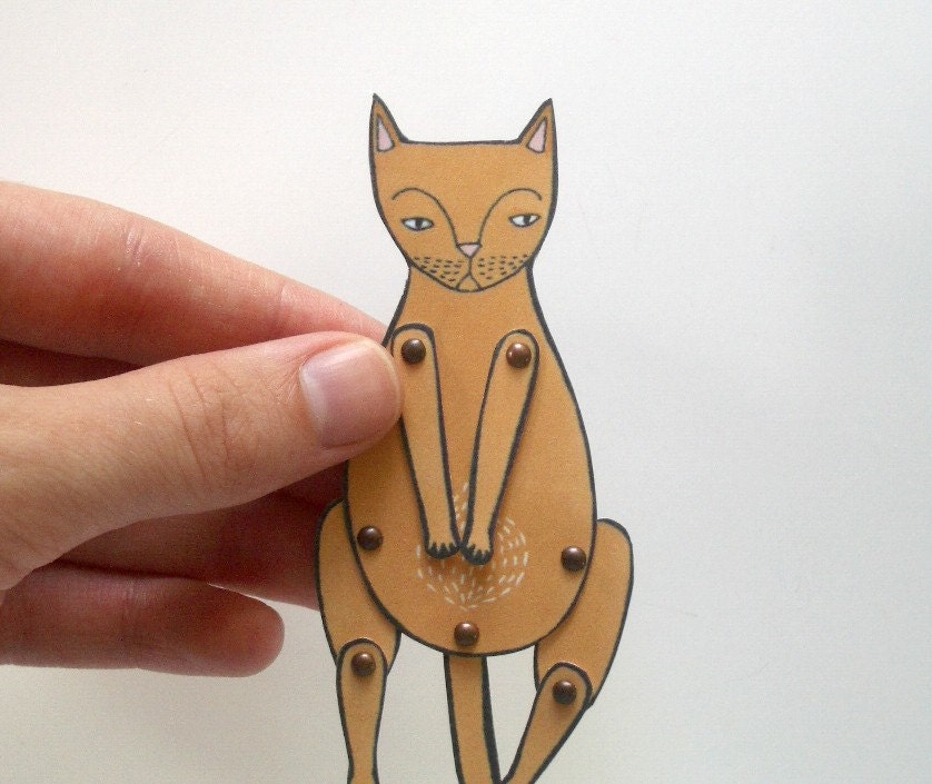 kitty cat moveable paper doll (in ginger)