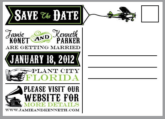 Vintage Antique Victorian Edwardian Air Plane Wedding Save the Date Post Cards