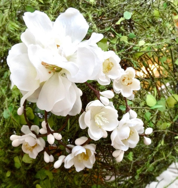 white flower hair clip, wedding hair accessories, bridal hair accessory - EARTH ANGEL - rustic wedding, bridal headpiece