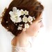 white flower hair clip, wedding hair accessories, bridal hair accessory - EARTH ANGEL - rustic wedding, bridal headpiece