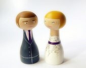 FREE SHIPPING Cake Topper - Custom Wedding Personalized - Wooden art doll hand painted