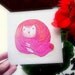FREE SHIPPING Wall decor - Print art - Mama gato cat magenta pink raspberry fat kitty cat lover children bedding 5 x 5 print