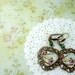 Valentine bird lover - Earring Cabochon Jewelry - Illustration green heart love spring stoking stuff
