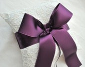 Ivory and Purple Alencon Lace Ring Bearer Pillow