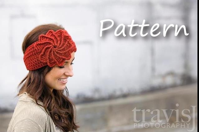 CROCHET PATTERN PDF, Instant Digital Download, Crocheted spiral flower headband / earwarmer / headwrap- CaN Sell Finished pieces
