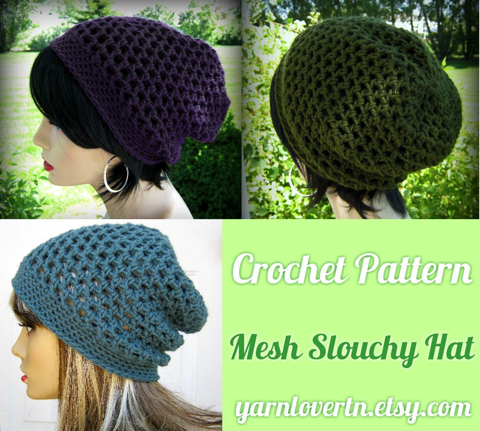 CROCHET PATTERN PDF - Instant Digital Download - Summer Mesh Slouchy Hat pattern - CaN sell finished items in your Etsy shop