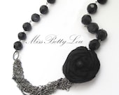 Black Multi Chain Silk Rose Statement Necklace