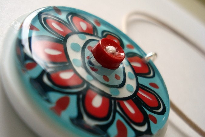 Button Pendant- Slushie Sunflower