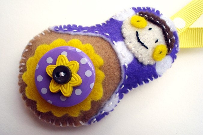Felt Ornament- The Cheerful Matryoshka (Russian Doll) Tropical Maiden