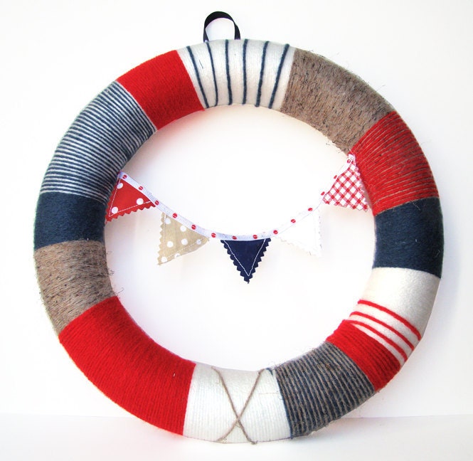 Yarn Wreath Home Decor- Nautical No No