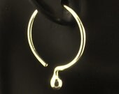 Simple Silver Hoop Earring / Sterling Drop Open Hoops /  Silver Tear Bud Argentium Everyday Favorite Minimalist Modern Coolness