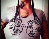 Cry Baby V Neck. Womens. Tattooed Tee. Grey Heather Deep V. byLB