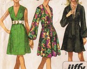1960s Simplicity 8238 Vintage Sewing Pattern Misses' Jiffy Dress with Sash or Scarf Size 10 Bust