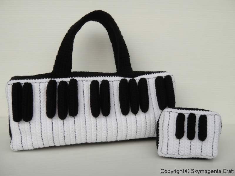 Crochet Pattern - PIANO KEY tote bag and purse- PDF