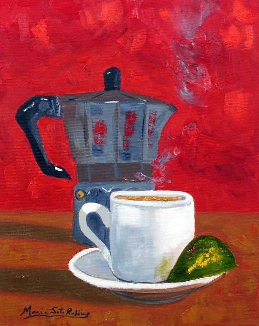 Cuban Coffee and Lime Oil Painting Free Shipping Now