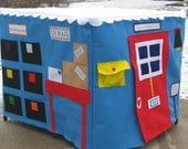 Busy Day Card Table  Playhouse, Personalized, Custom Order, Includes 32 Play Pieces and a Mailbag