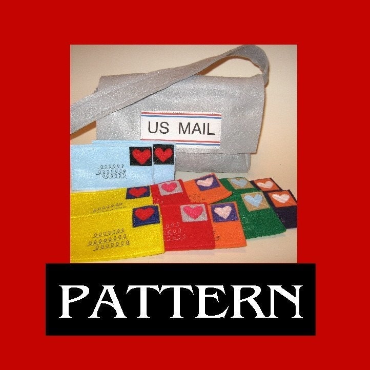 The Mail Set Pattern, Make Your Own Mail Set, Personalized Mail Set or Cupcake, Flower or Heart Patch Purse, Instant Download Ebook