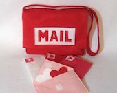 Red Mail Bag with Working Envelopes for Pretend Play, Custom Order