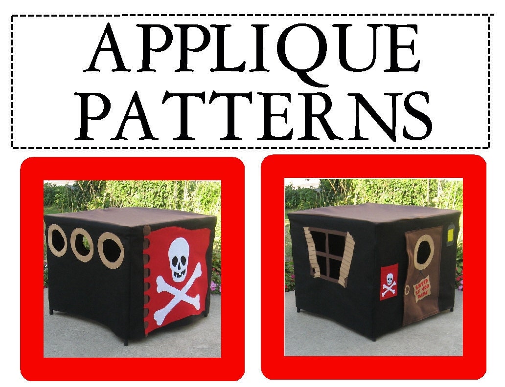 Applique Patterns for Pirate's Hideout Card Table Playhouse, Applique Designs Only, Instant Download Print it Yourself