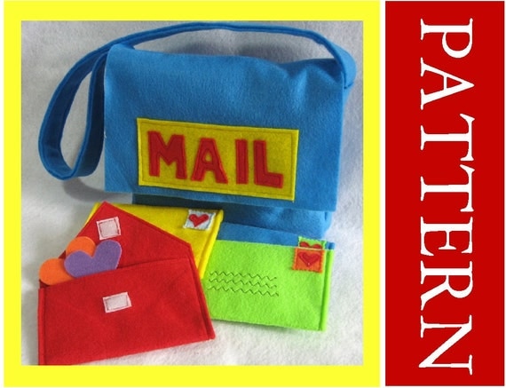 Pattern, Mail Bag with Working Envelopes, PDF Ebook, Instant Download at Purchase, Includes Alphabet Set for Personalization