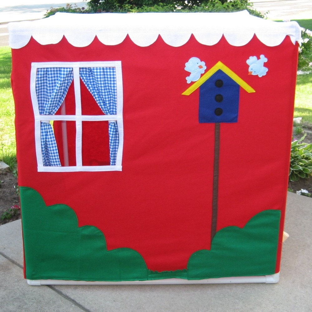 Super Size Bluebird Cottage in Cheeful Red, Personalized, Custom Order
