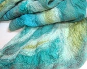 Nuno Felted Silk Scarf - Sea Foam - realfaery Nuno Felted Silk Scarf - Sea Foam - realfaery