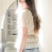crochet cardigan JANE in nude pink and gold mohair