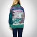 hand knit cardigan GEO nr 6 jacket coat geometric design in green and multicolour yarns