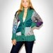 hand knit cardigan GEO nr 6 jacket coat geometric design in green and multicolour yarns