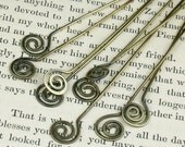 Hand Hammered (6) Brass Spiral Head Pins (4 inch)
