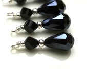 Teardrop Dangle Charm Drop Set in Jet Black- 4 Piece Set