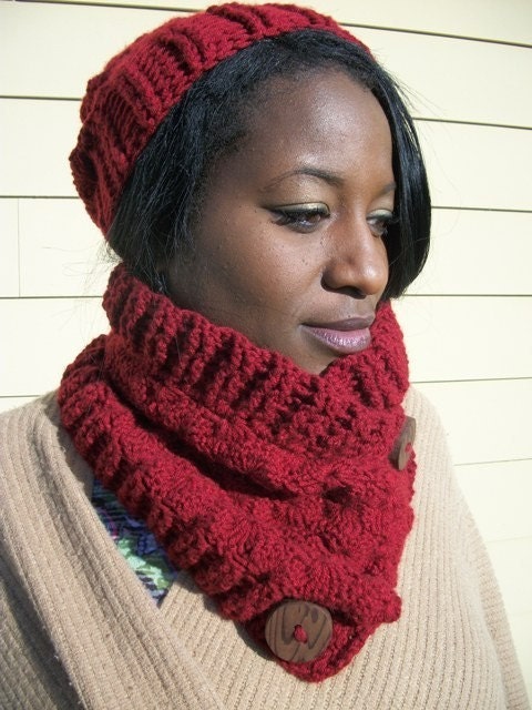 PATTERN - Akudo chunky slouchy Toque Hat Pattern and Neckwarmer Pattern- 2 CROCHET PATTERNS - slouchy hat pattern cowl pattern