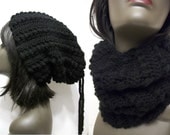 PATTERN - Tugharia Drawstring Slouchy Beanie Pattern & Neckwarmer Pattern-2 in 1 Garment-PHOTO TUTORIAL-slouchy hat pattern cowl pattern-pdf